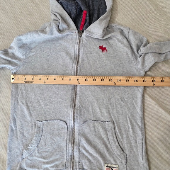 3 / $30 Abercrombie Hoodie Kids 11 / 12 Gray Full Zip Logo Lightweight - Picture 6 of 9
